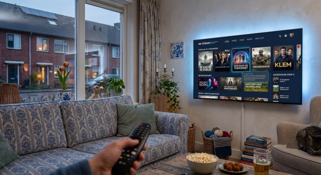 Kaart van Europa met verbindingslijnen of TV scherm voor iptv kanalen met premium dutch iptv en iptv nl