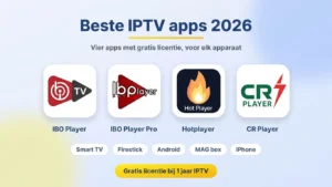 Beste IPTV Apps 2026: IBO Player, Hotplayer, CR Player, Smarters en Meer